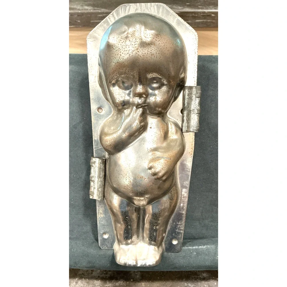 Antique Large Kewpie Chocolate Mold Tin Candy Mold #194 w/ Original Clips